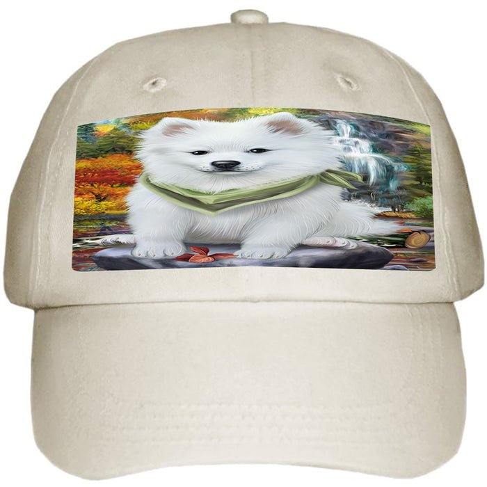 Scenic Waterfall American Eskimo Dog Ball Hat Cap HAT52755