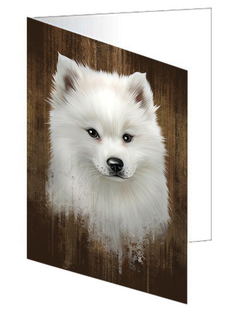 Rustic American Eskimo Dog Handmade Artwork Assorted Pets Greeting Cards and Note Cards with Envelopes for All Occasions and Holiday Seasons GCD54932