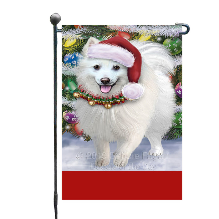 Personalized Trotting in the Snow American Eskimo Dog Custom Garden Flags GFLG-DOTD-A60656