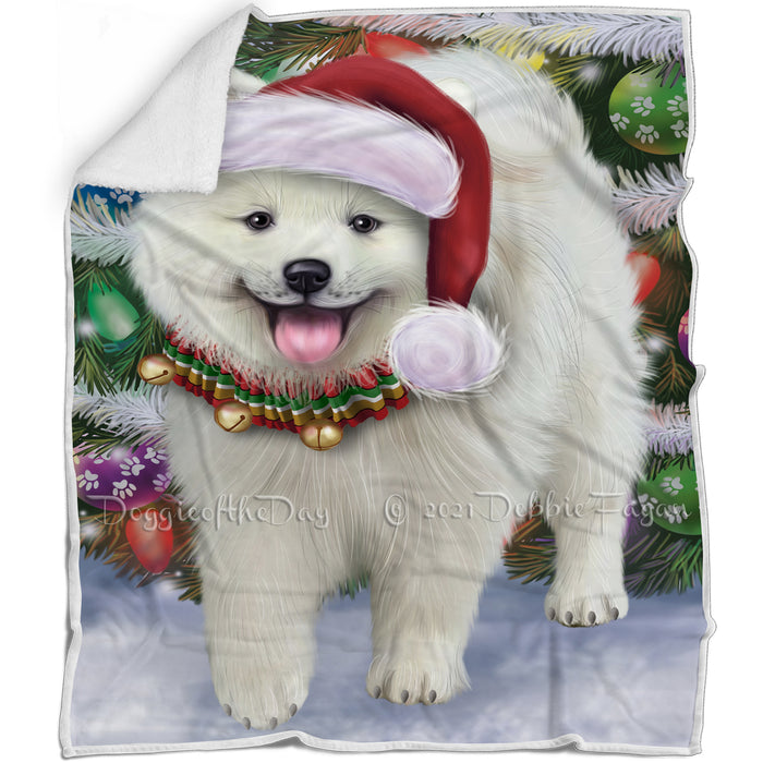 Trotting in the Snow American Eskimo Dog Blanket BLNKT109515