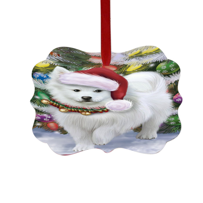 Trotting in the Snow American Eskimo Dog Double-Sided Photo Benelux Christmas Ornament LOR49425