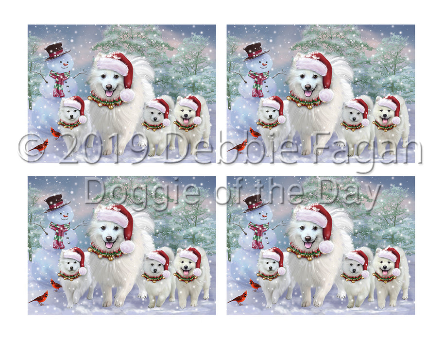 Christmas Running Fammily American Eskimo Dogs Placemat