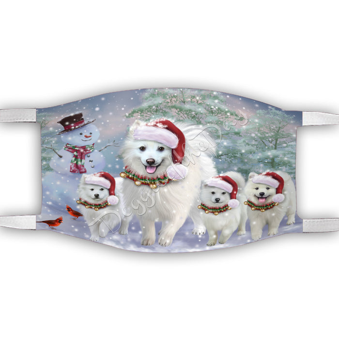 Christmas Running Fammily American Eskimo Dogs Face Mask FM48690