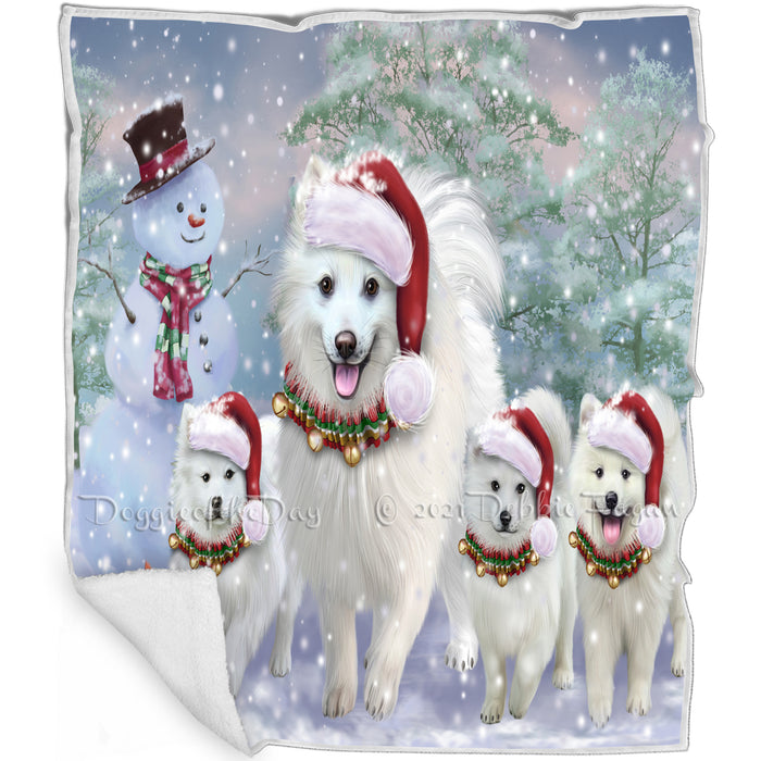 Christmas Running Family Dogs American Eskimos Dog Blanket BLNKT105294