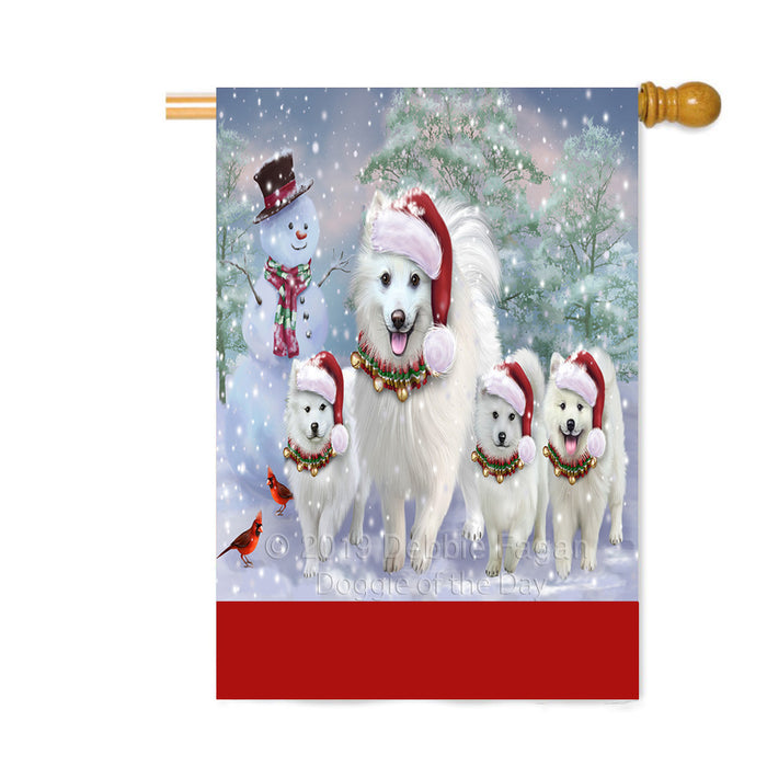 Personalized Christmas Running Family American Eskimo Dogs Custom House Flag FLG-DOTD-A60369