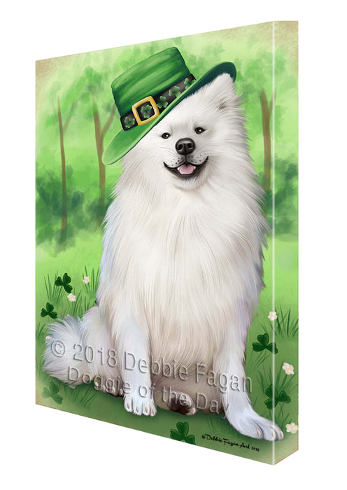 St. Patricks Day Irish Portrait American Eskimo Dog Canvas Wall Art CVS50655