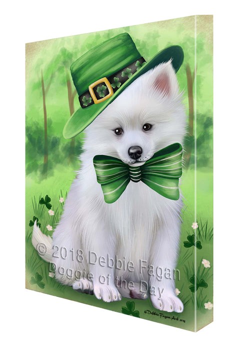 St. Patricks Day Irish Portrait American Eskimo Dog Canvas Wall Art CVS50673
