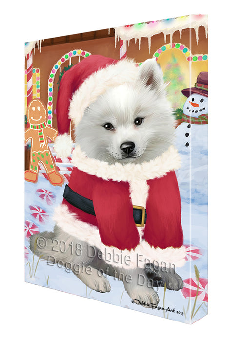 Christmas Gingerbread House Candyfest American Eskimo Dog Canvas Print Wall Art Décor CVS127421