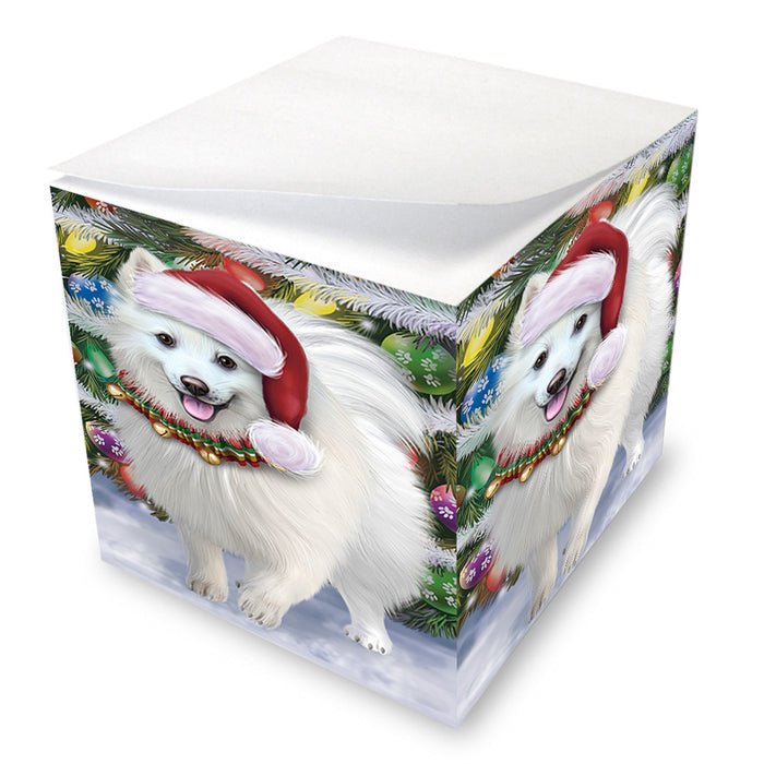 Trotting in the Snow American Eskimo Dog Note Cube NOC56202