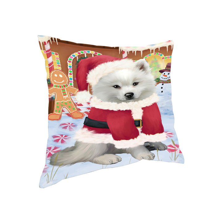 Christmas Gingerbread House Candyfest American Eskimo Dog Pillow PIL78824