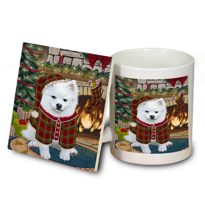 The Stocking was Hung American Eskimo Dog Mug and Coaster Set MUC55152