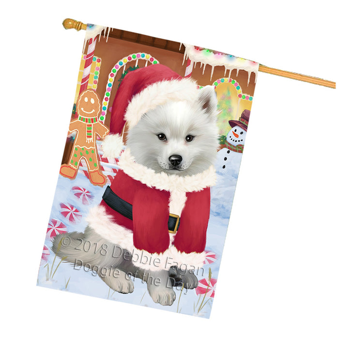 Christmas Gingerbread House Candyfest American Eskimo Dog House Flag FLG56817