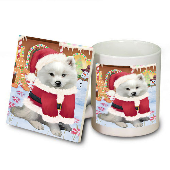 Christmas Gingerbread House Candyfest American Eskimo Dog Mug and Coaster Set MUC56125