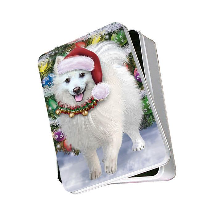 Trotting in the Snow American Eskimo Dog Photo Storage Tin PITN54499