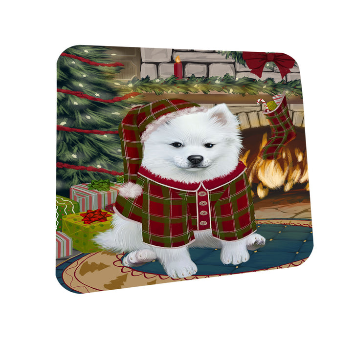 The Stocking was Hung American Eskimo Dog Coasters Set of 4 CST55118