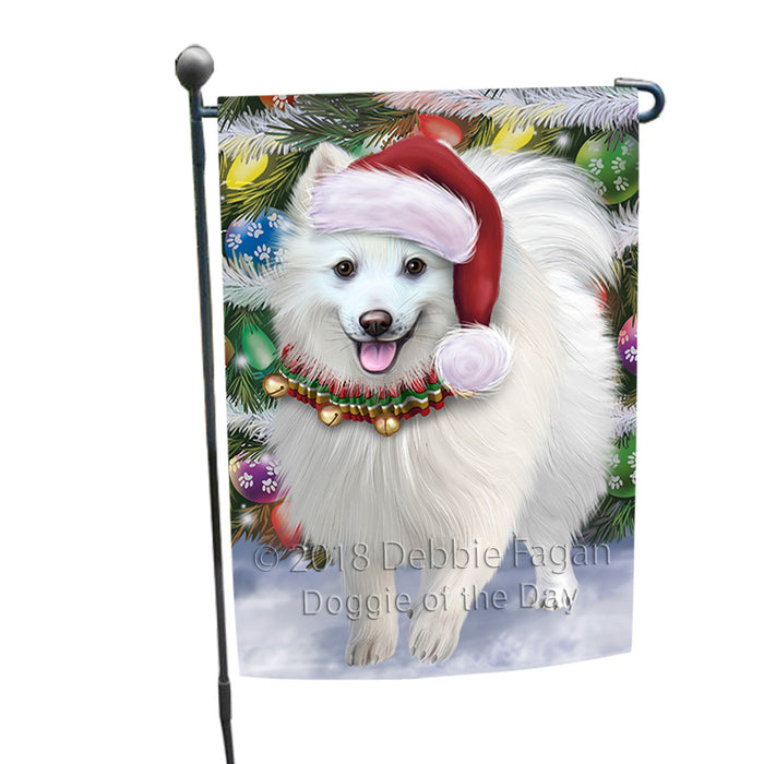 Trotting in the Snow American Eskimo Dog Garden Flag GFLG54746