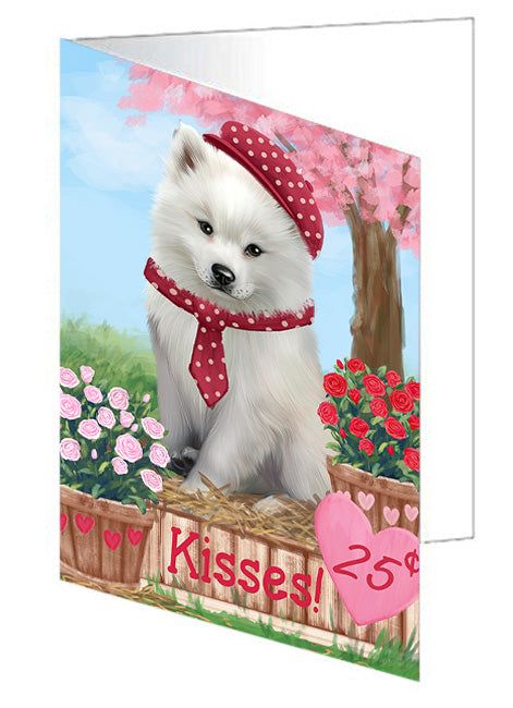 Rosie 25 Cent Kisses American Eskimo Dog Handmade Artwork Assorted Pets Greeting Cards and Note Cards with Envelopes for All Occasions and Holiday Seasons GCD71876