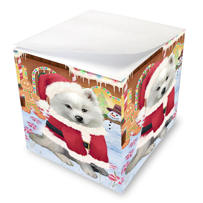 Christmas Gingerbread House Candyfest American Eskimo Dog Note Cube NOC54205