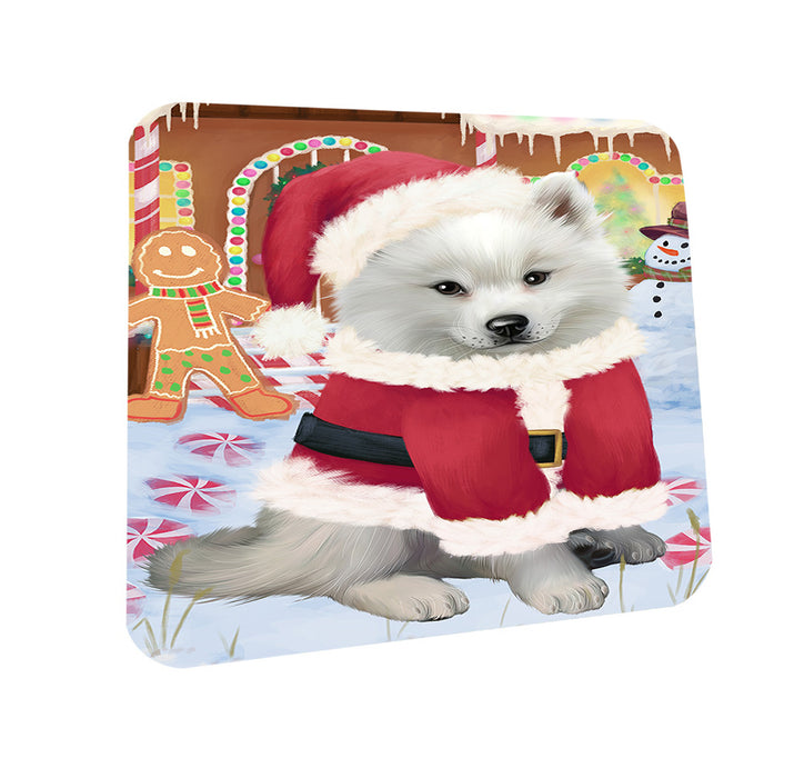 Christmas Gingerbread House Candyfest American Eskimo Dog Coasters Set of 4 CST56091