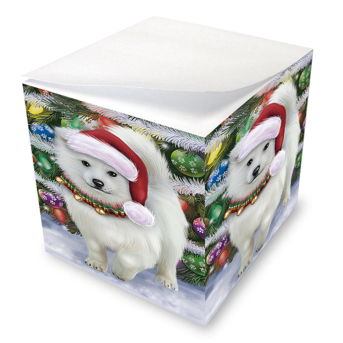Trotting in the Snow American Eskimo Dog Note Cube NOC56203