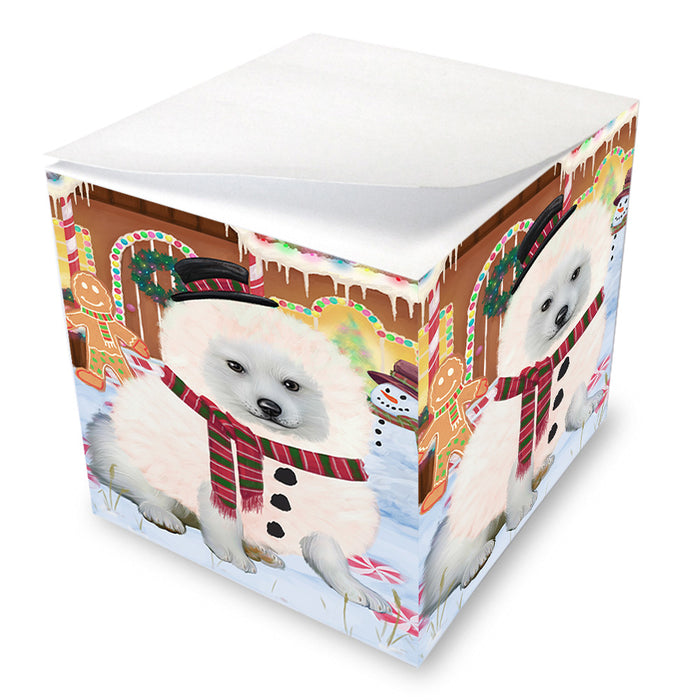Christmas Gingerbread House Candyfest American Eskimo Dog Note Cube NOC54206