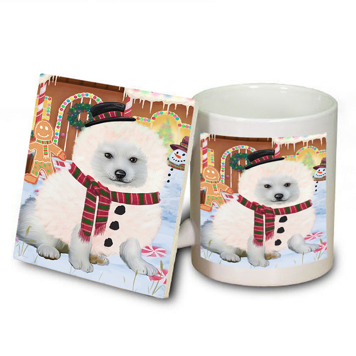 Christmas Gingerbread House Candyfest American Eskimo Dog Mug and Coaster Set MUC56126
