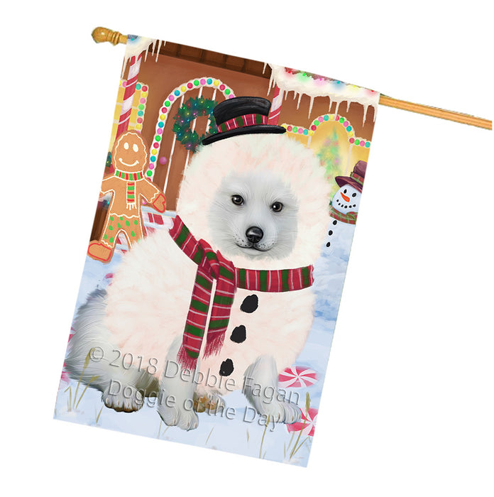 Christmas Gingerbread House Candyfest American Eskimo Dog House Flag FLG56818