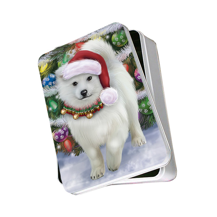 Trotting in the Snow American Eskimo Dog Photo Storage Tin PITN54500