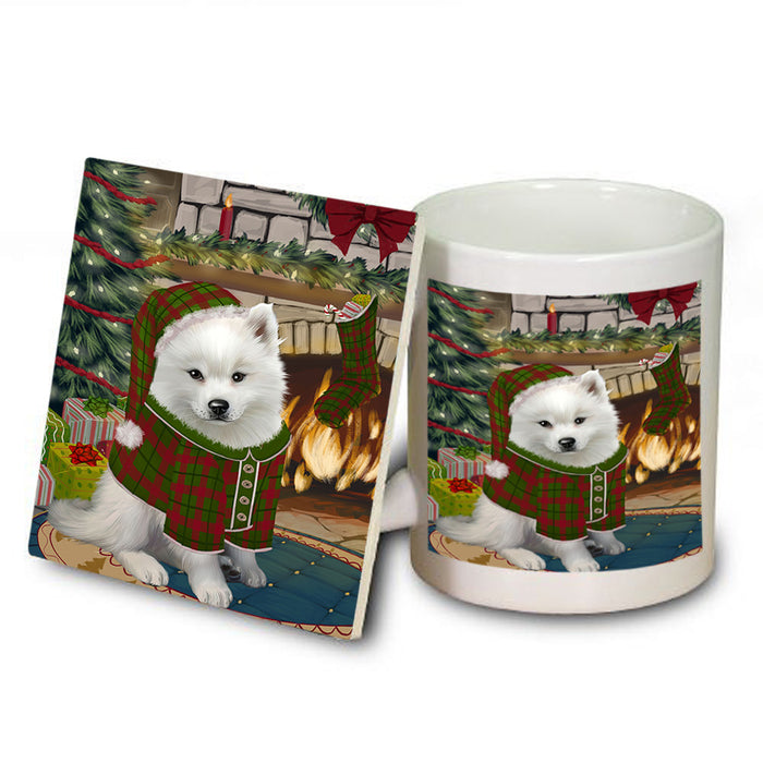 The Stocking was Hung American Eskimo Dog Mug and Coaster Set MUC55153