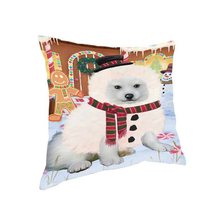 Christmas Gingerbread House Candyfest American Eskimo Dog Pillow PIL78828