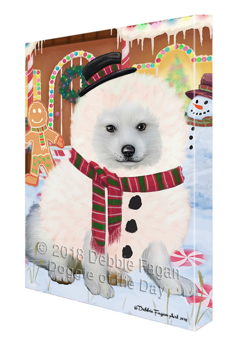 Christmas Gingerbread House Candyfest American Eskimo Dog Canvas Print Wall Art Décor CVS127430