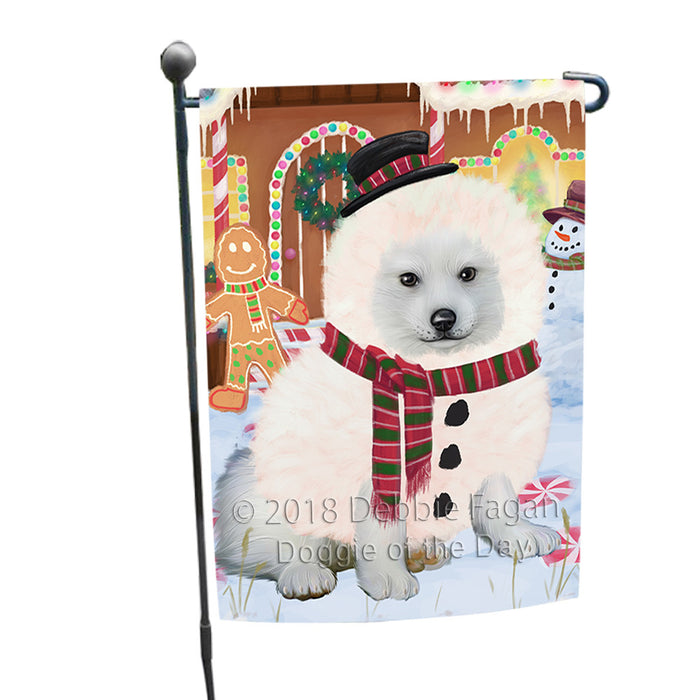 Christmas Gingerbread House Candyfest American Eskimo Dog Garden Flag GFLG56682