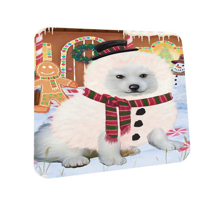 Christmas Gingerbread House Candyfest American Eskimo Dog Coasters Set of 4 CST56092
