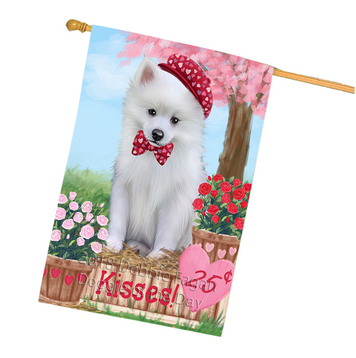 Rosie 25 Cent Kisses American Eskimo Dog House Flag FLG56472