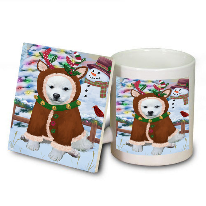 Christmas Gingerbread House Candyfest American Eskimo Dog Mug and Coaster Set MUC56127