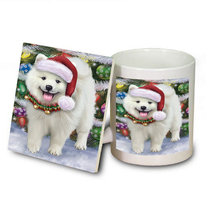 Trotting in the Snow American Eskimo Dog Mug and Coaster Set MUC54550