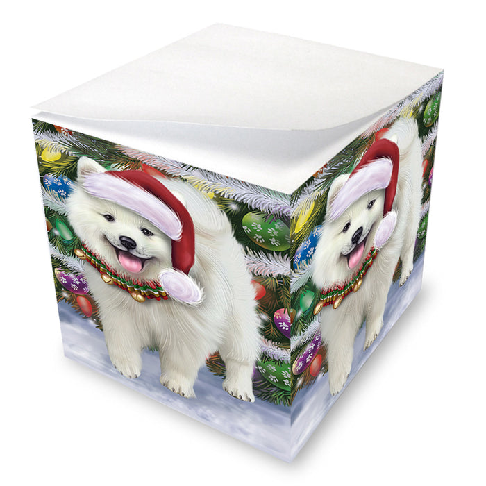 Trotting in the Snow American Eskimo Dog Note Cube NOC56204