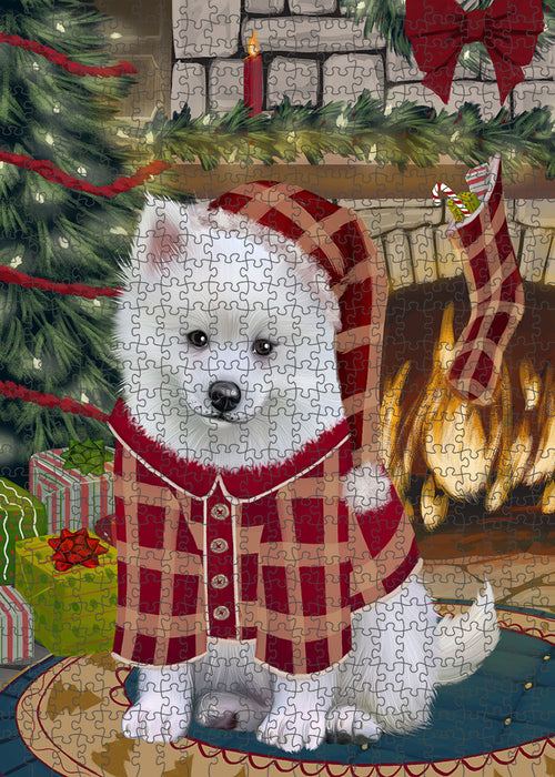 The Stocking was Hung American Eskimo Dog Puzzle with Photo Tin PUZL88852