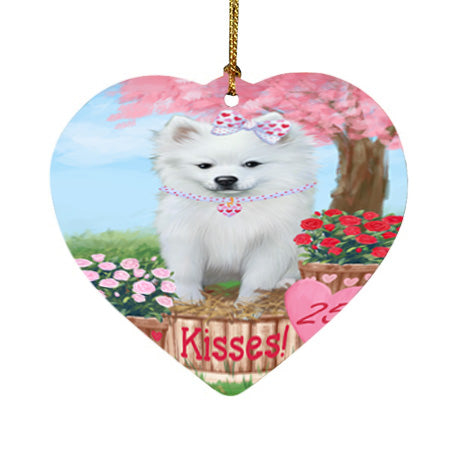 Rosie 25 Cent Kisses American Eskimo Dog Heart Christmas Ornament HPOR56145