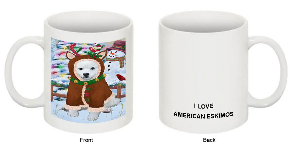 Christmas Gingerbread House Candyfest American Eskimo Dog Coffee Mug MUG51533