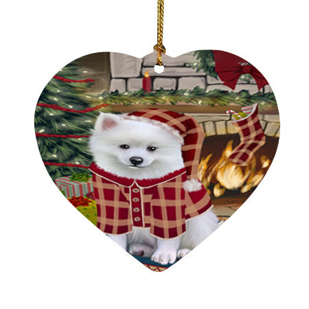 The Stocking was Hung American Eskimo Dog Heart Christmas Ornament HPOR55518