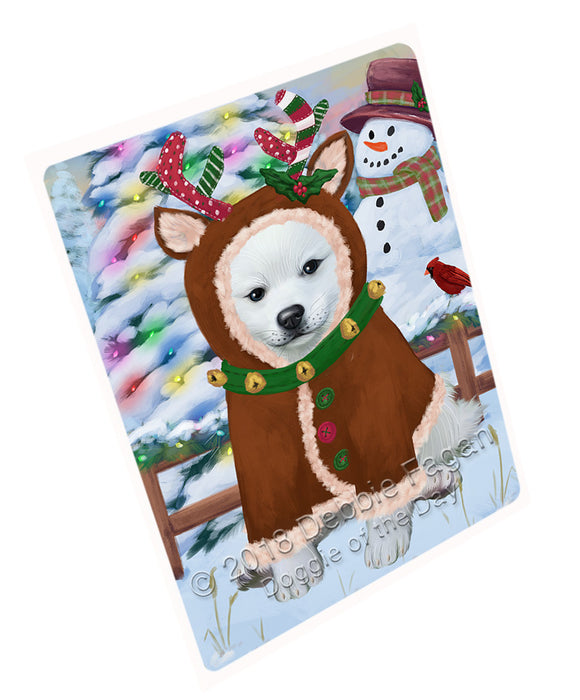 Christmas Gingerbread House Candyfest American Eskimo Dog Magnet MAG73544 (Small 5.5" x 4.25")