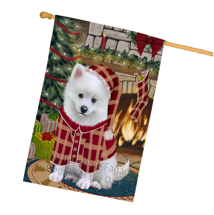 The Stocking was Hung American Eskimo Dog House Flag FLG55591