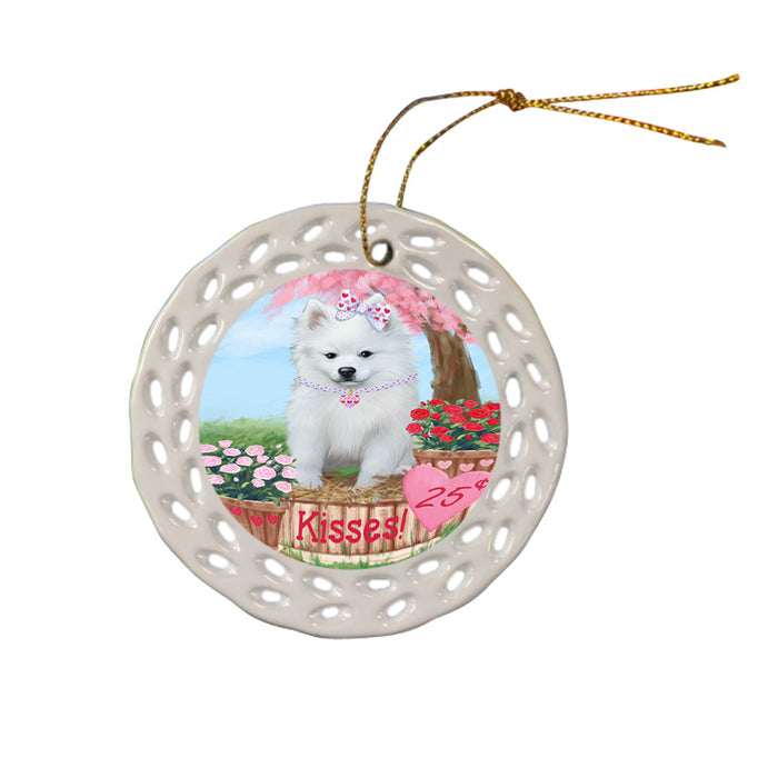 Rosie 25 Cent Kisses American Eskimo Dog Ceramic Doily Ornament DPOR56145