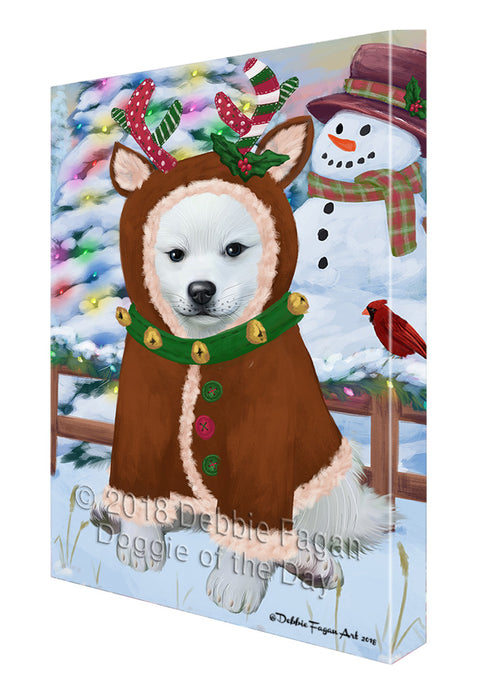 Christmas Gingerbread House Candyfest American Eskimo Dog Canvas Print Wall Art Décor CVS127439