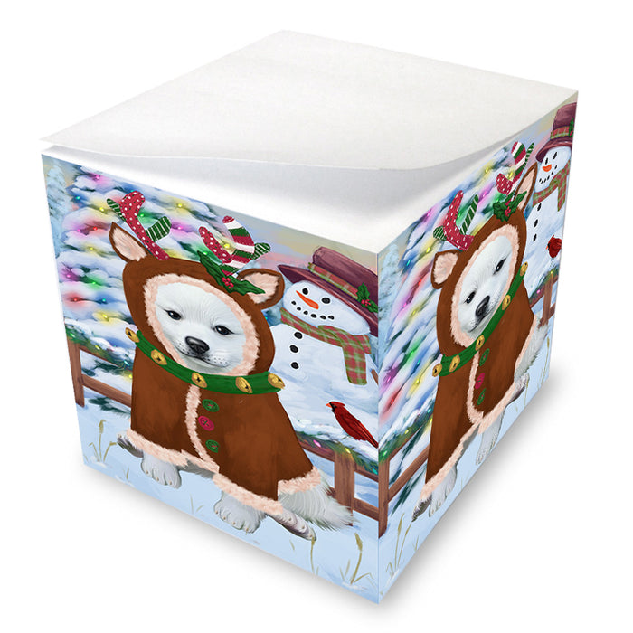 Christmas Gingerbread House Candyfest American Eskimo Dog Note Cube NOC54207