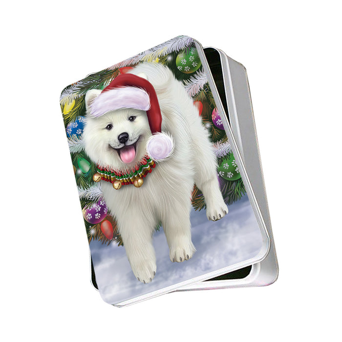 Trotting in the Snow American Eskimo Dog Photo Storage Tin PITN54501
