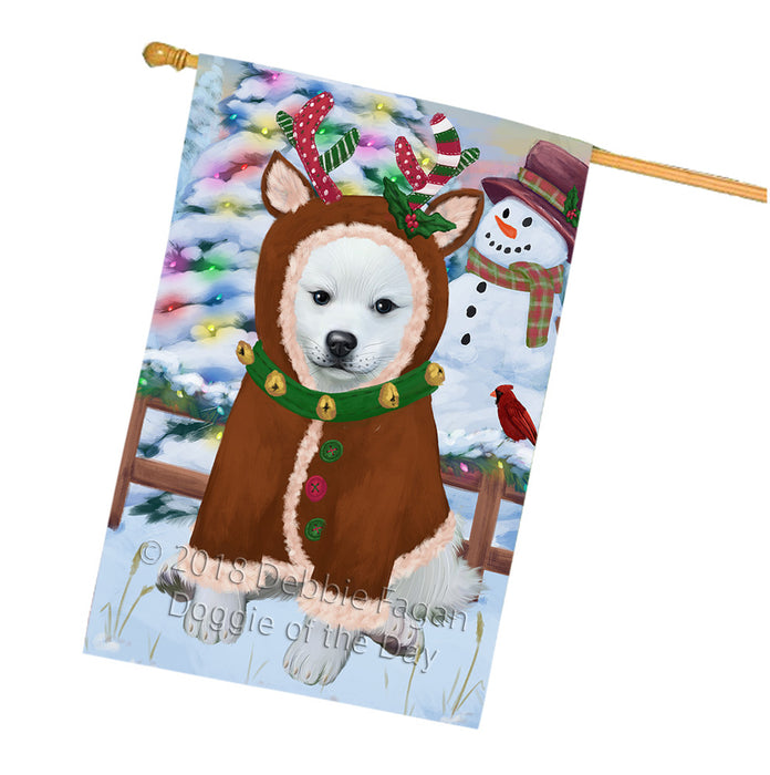 Christmas Gingerbread House Candyfest American Eskimo Dog House Flag FLG56819