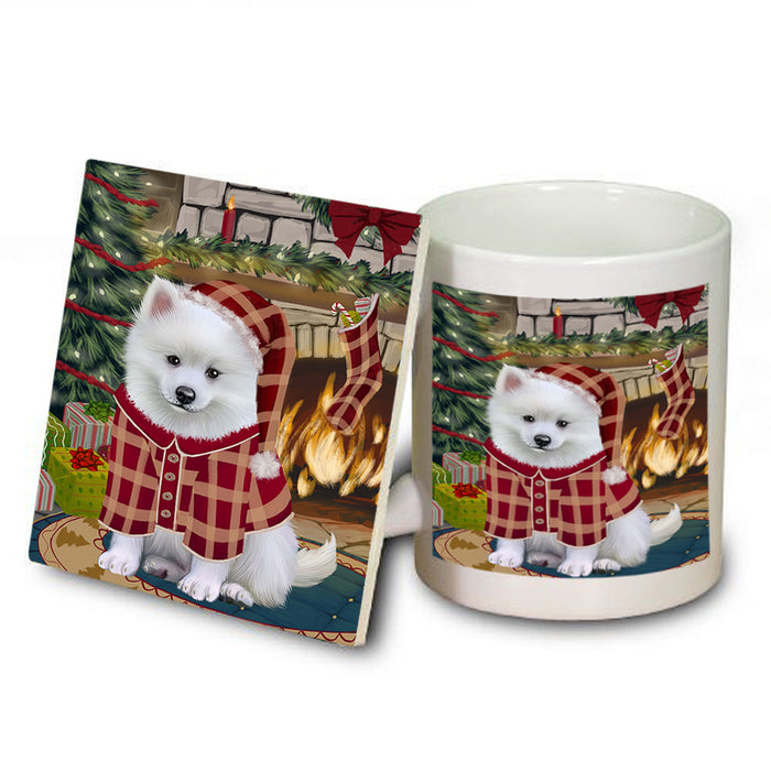 The Stocking was Hung American Eskimo Dog Mug and Coaster Set MUC55154