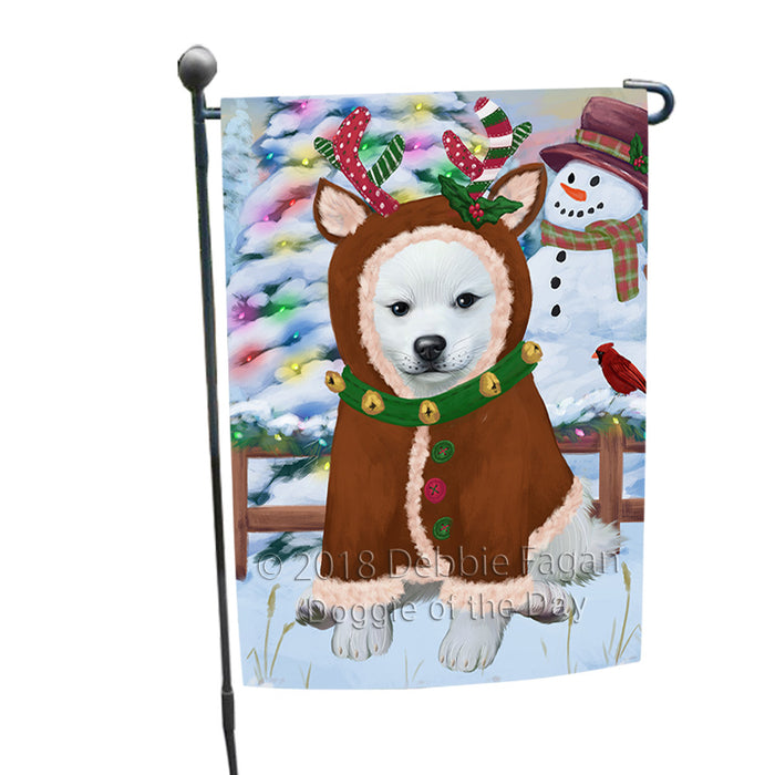 Christmas Gingerbread House Candyfest American Eskimo Dog Garden Flag GFLG56683